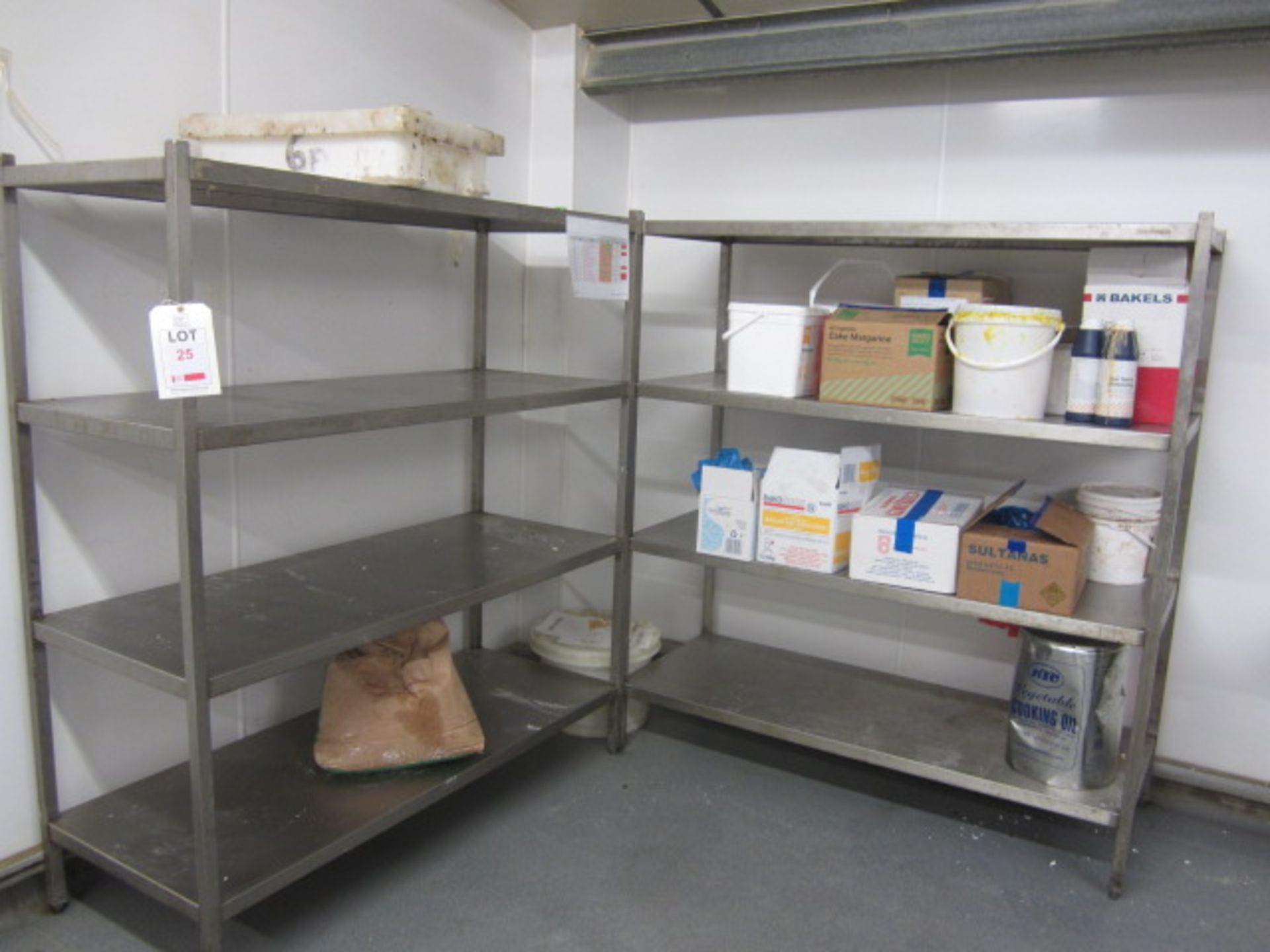 Two stainless steel 4-shelf storage racks, 1500 x 600 x 1650mm (Please ensure sufficient