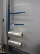 Four blue wall-mounted reel storage/dispenser racks (excludes reel stock)