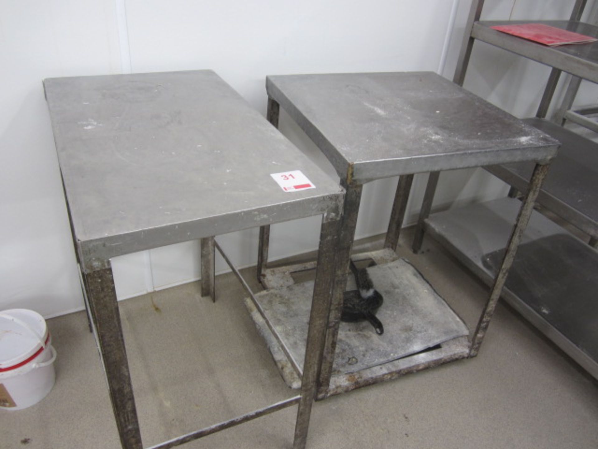 Two stainless steel food preparation work surfaces. Approx. 620 x 620mm and 770 x 470mm (Please - Image 2 of 2