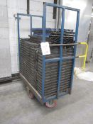 Steel-framed, 4 wheel mobile transport trolley. Approx. (excluding bread tins)