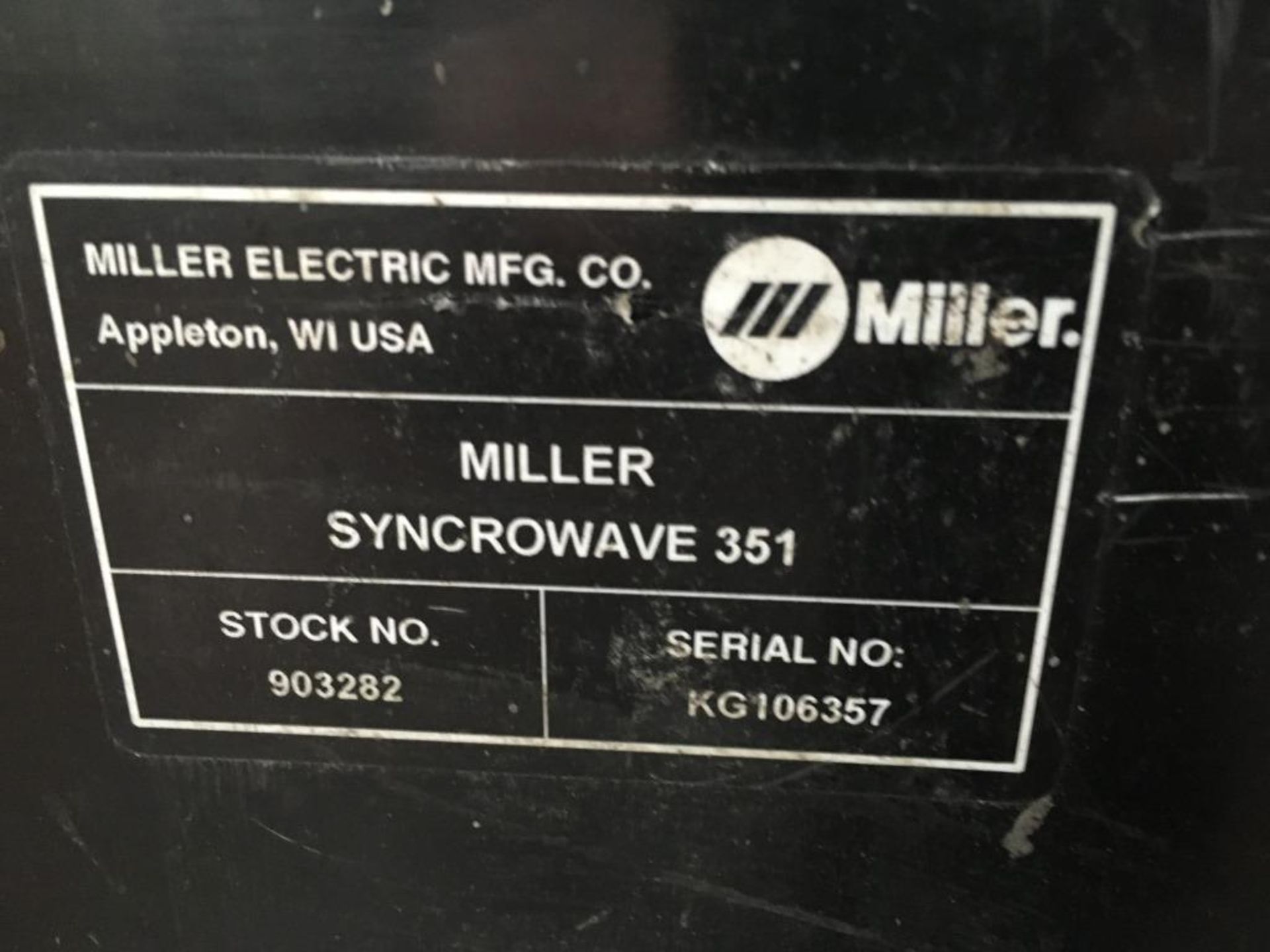 Miller Syncrowave 351 ACDC welding power source, Serial No. KG106357, with TA XC600 water cooler - Image 3 of 7