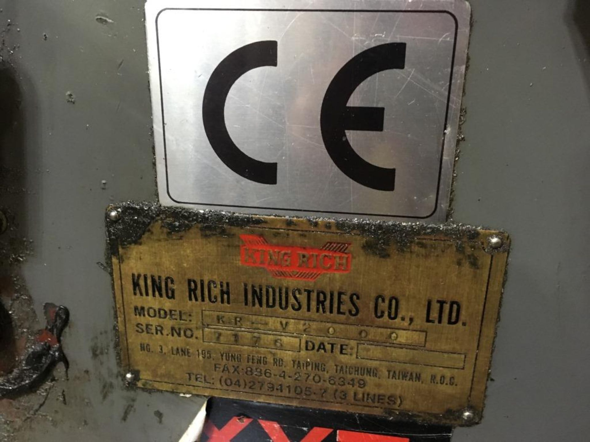 King Rich Industries Co turret milling machine, KR - V2000 Pro 2000, Serial No. 7176, with Proto - Image 7 of 7