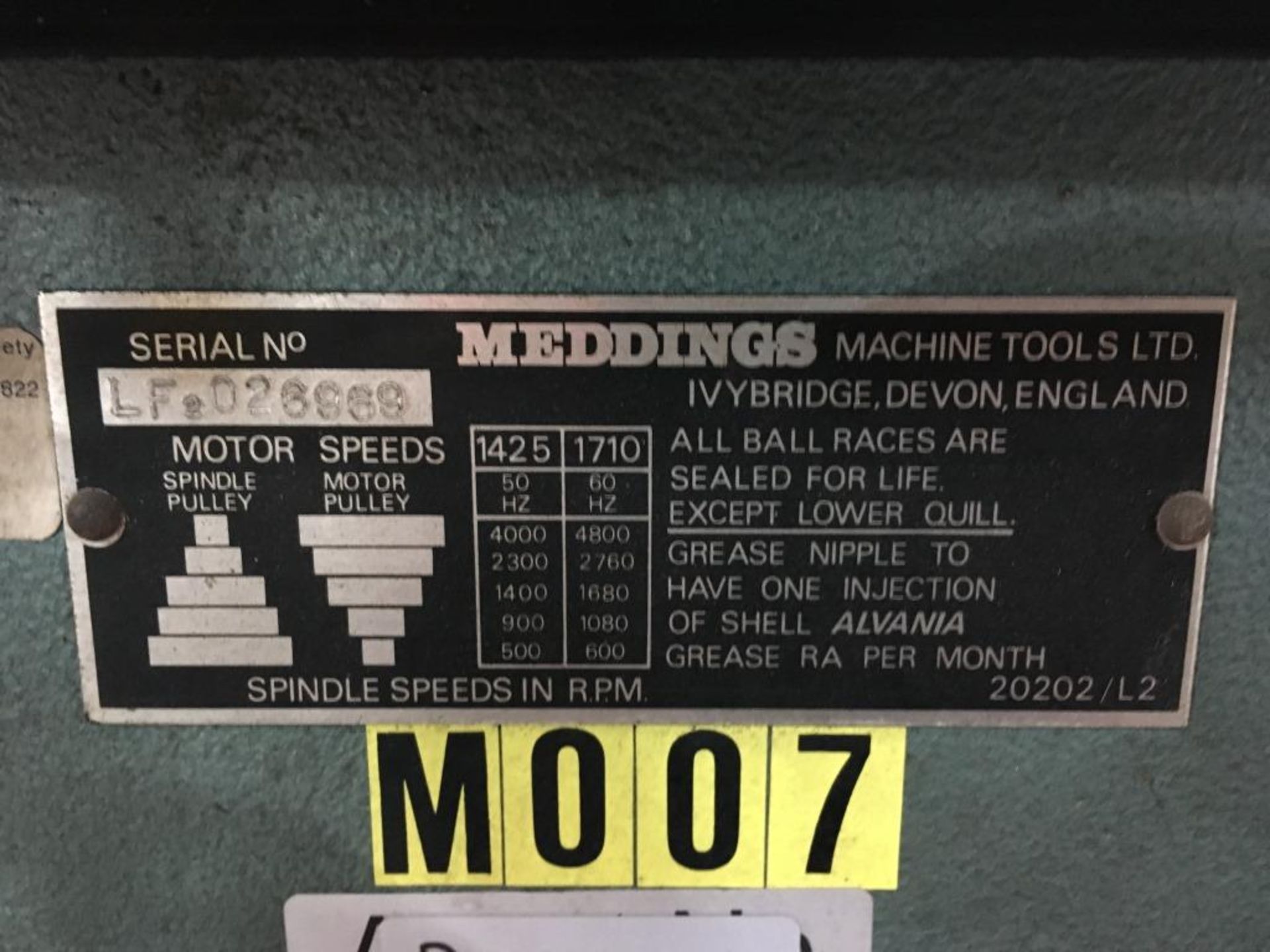 Meddings pillar drill, Serial No. LF.026969 - Bild 4 aus 4