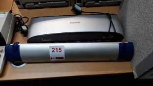 2 laminators, box of hole punches, staplers and Sharp desktop printing calculator