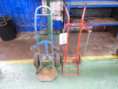 2 single bottle trolleys (1 with damaged wheel)