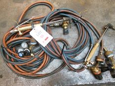 2 oxyacetylene gas torches with gauges and hoses