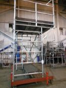 Tubular alloy work platform mounted on steel mobile stand (Collector to bring PASMA certification as