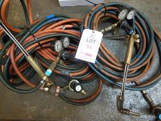 2 oxyacetylene gas torches with gauges and hoses