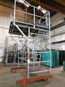 Tubular alloy work platform mounted on steel mobile stand (Collector to bring PASMA certification as