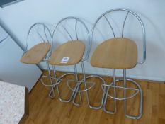 3 chrome framed high stools. *(Located on first floor)*