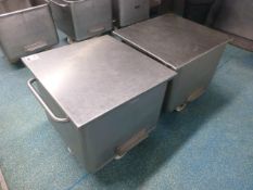 2 Syspal stainless steel ingredients bins, 670mm x 670mm x 500mm internal depth