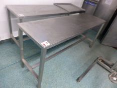 Stainless steel food preparation table, 1930mm x 550mm x 880mm high