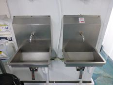 2 Icon Engineering stainless steel single-station knee operated hand wash sinks, 460mm width