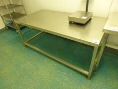 Stainless steel food preparation table, 1800mm x 900mm x 740mm high