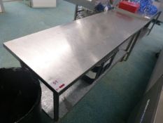 Stainless steel 2-tier food preparation table, 1800mm x 600mm x 830mm high