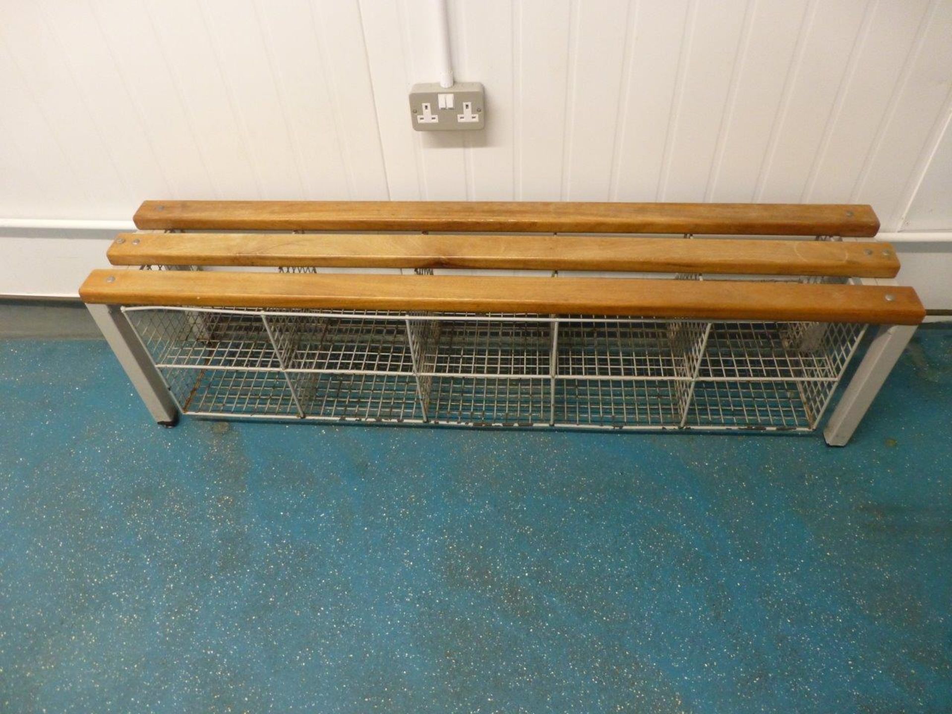 2 steel framed benches with shoe rack below - Image 2 of 2