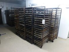 9 assorted 18-tier bakery trolleys c/w trays