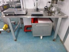 Stainless steel food preparation table, 1760mm x 850mm x 910mm high