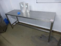 Stainless steel food preparation table, 1900mm x 550mm x 870mm high