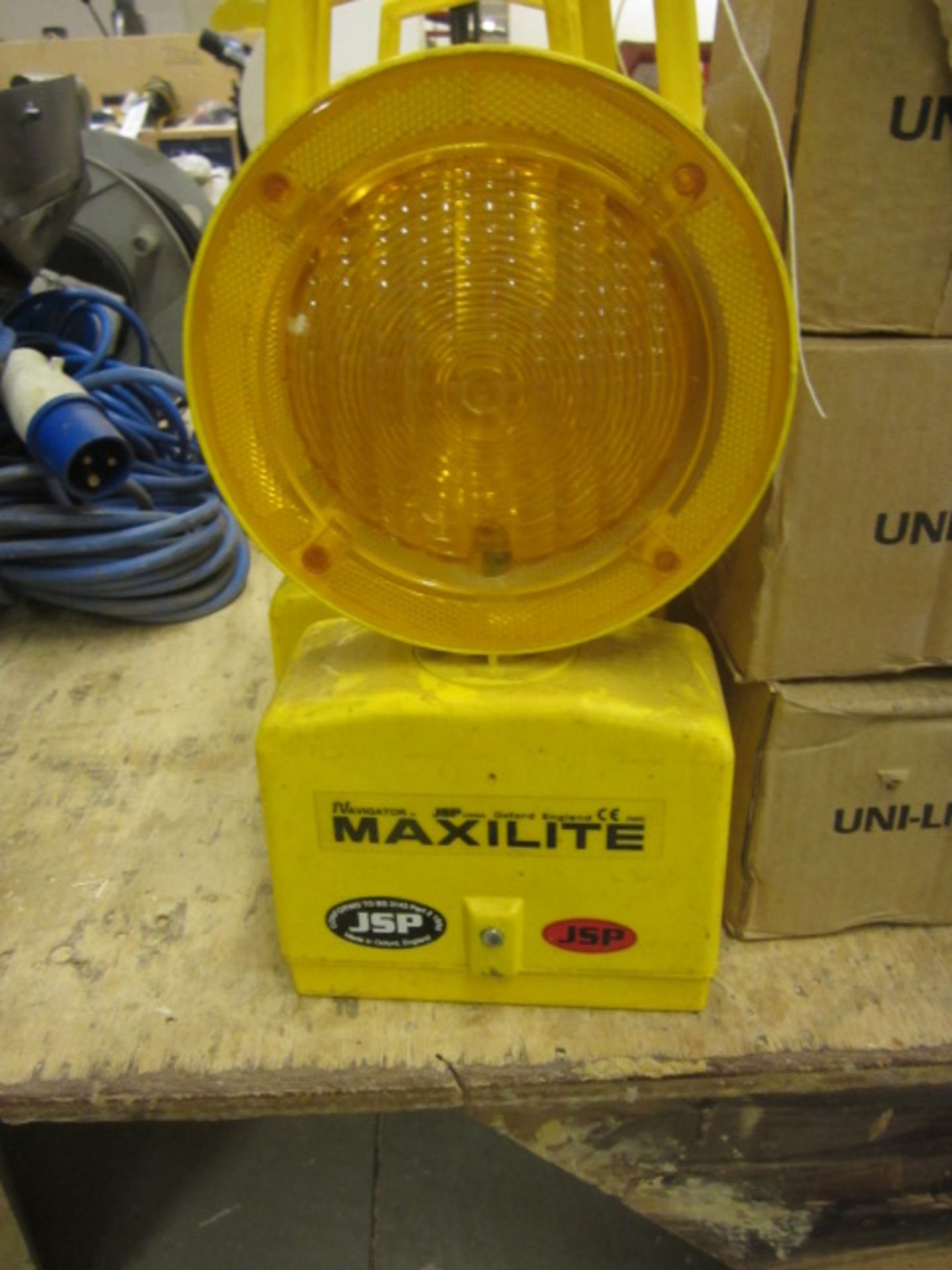 6 x JSP Maxilite road warning lights, 3 x boxes Unilite 6v batteries - Image 2 of 2