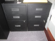 2 x metal 3 drawer storage units