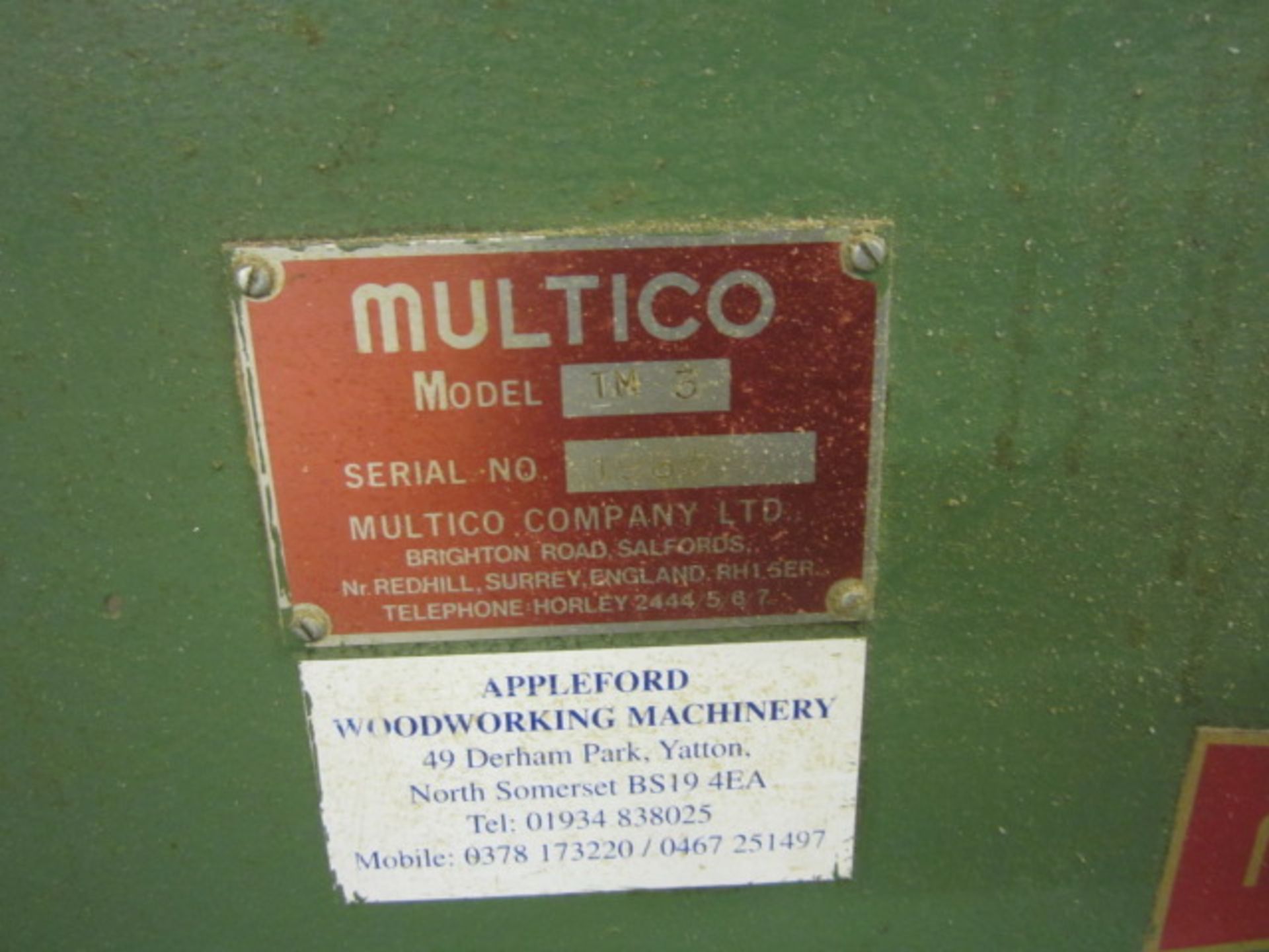 Multico single ended tenoner, model TM3, serial no: 1983, Driv Loc electronic DC injection - Image 5 of 5