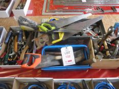 Assorted hand tools including saws, screwdrivers, hammers, Allen keys, sockets, spanners, 3 x tool