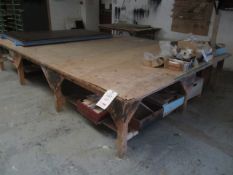 Timber workbench, approx. size 1440mm x 3.7m x 630mm