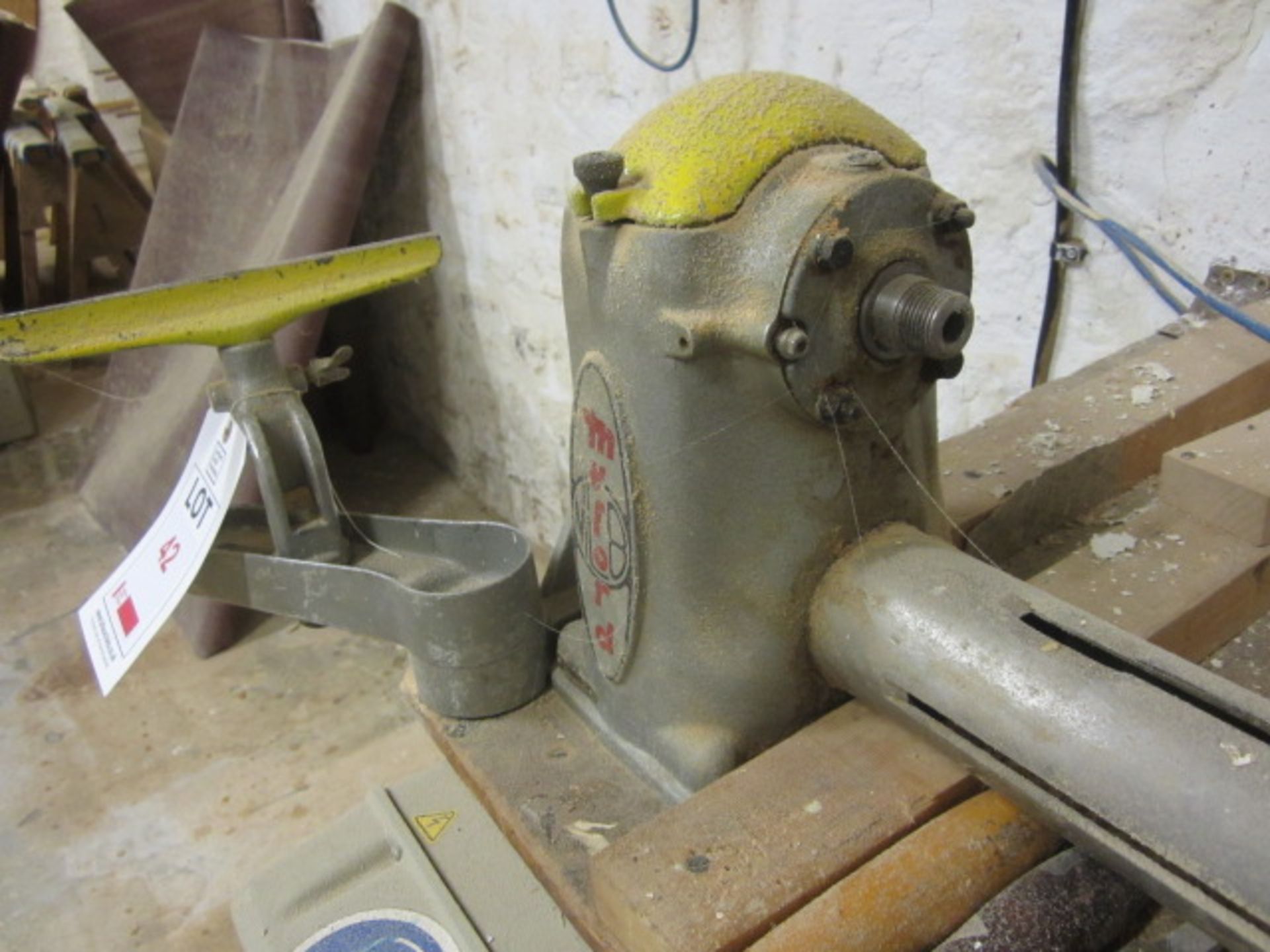 Myfold bench top wood turning lathe, Driv Loc electronic DC injection brake, various hand tools, - Image 2 of 6