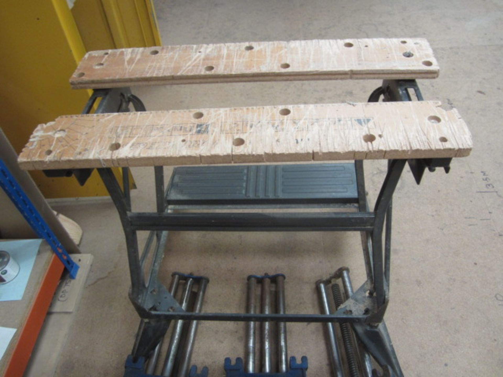 3 x carpenters bench vices, workmate - Image 2 of 3
