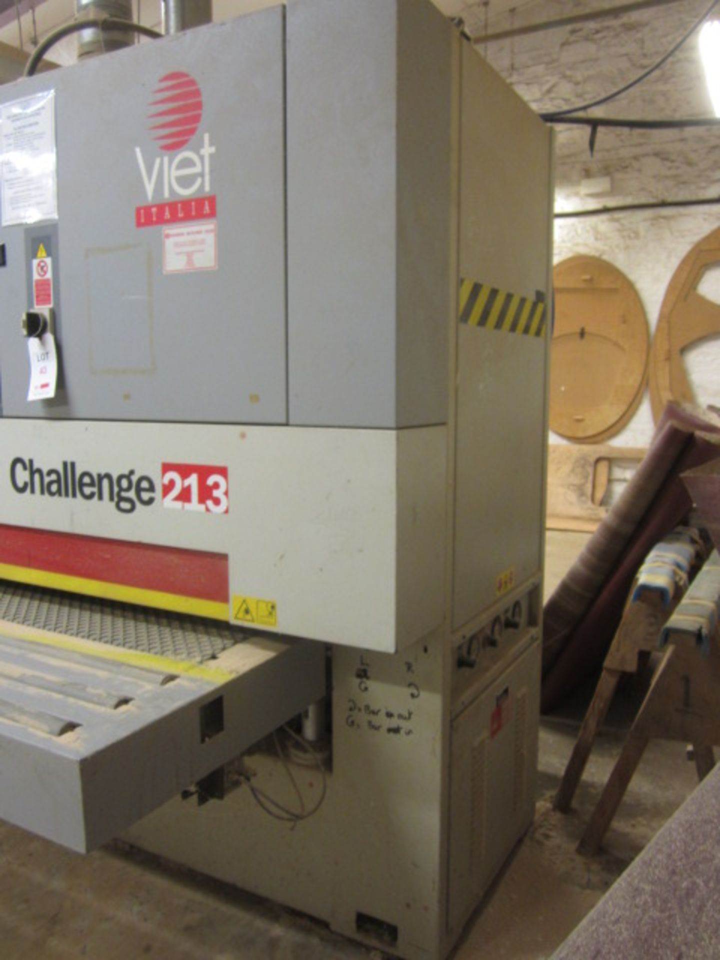 Viet Challenge 213 twin belt drum sander, serial no: 41310398 (1999), 1350mm width, Viet Synoptic - Image 6 of 7