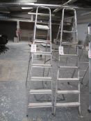 2 x Aluminium step ladders, 7 tread (not EN marked)