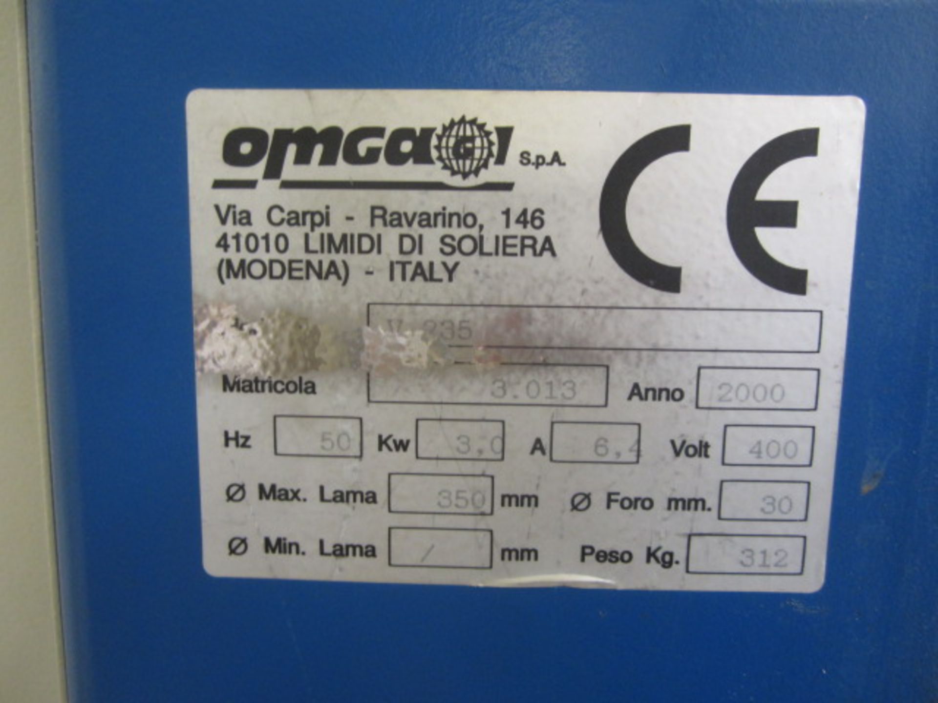 Omga V235 twin circular V saw, serial no: 03013 (2000) with through feed table - Image 4 of 7