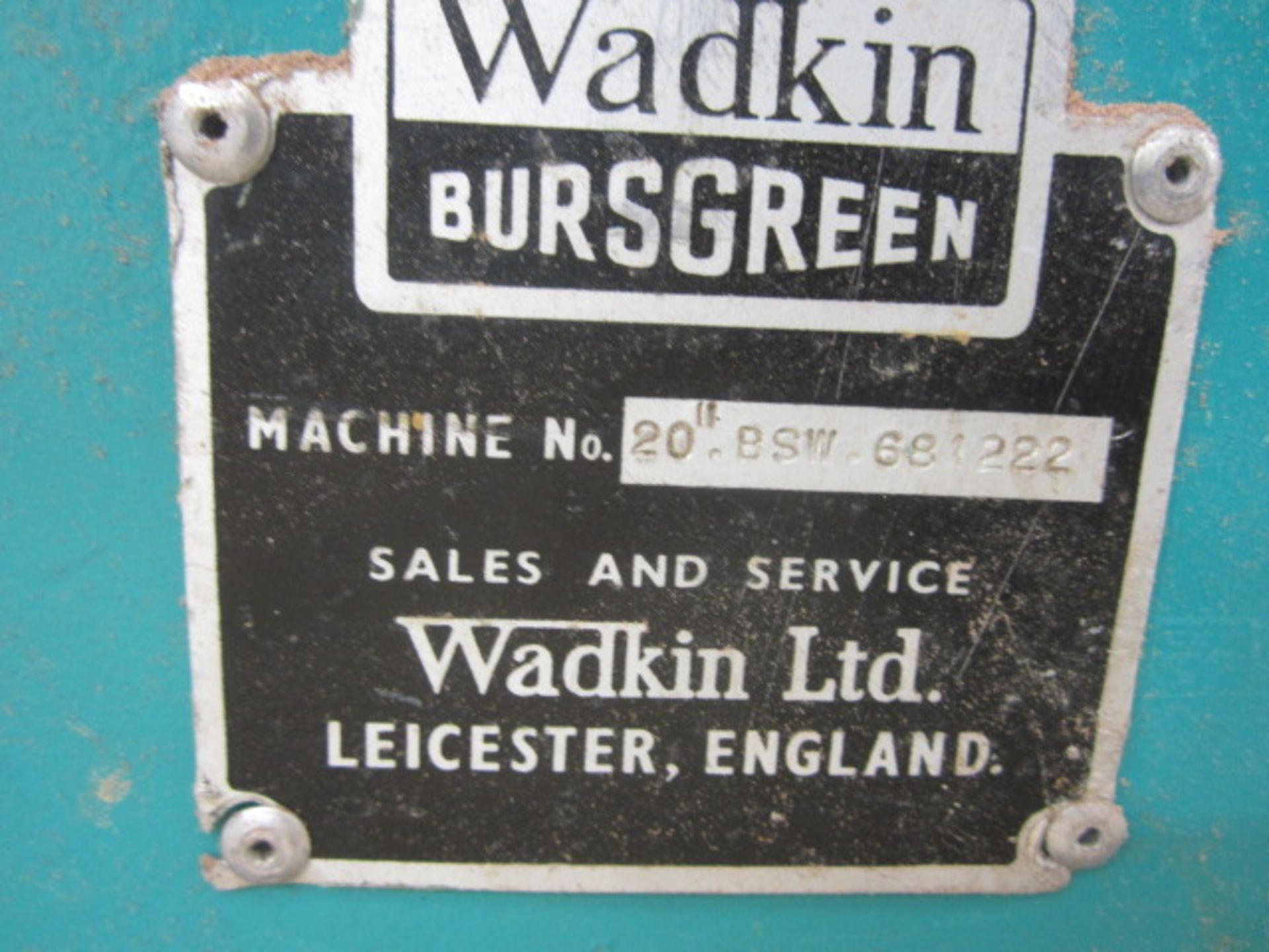 Wadkin Bursgreen 20" circular rip saw, serial no: BSW 661222 with SX9033N starter brake module - Image 2 of 6