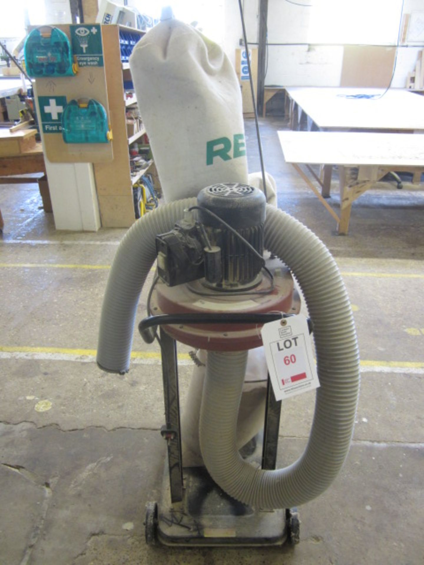 Rexon mobile single bag dust extractor, model DE-1000F, serial number 14607