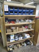 Timber storage rack with consumable contents including screws, dowels, sanding pads, sanding