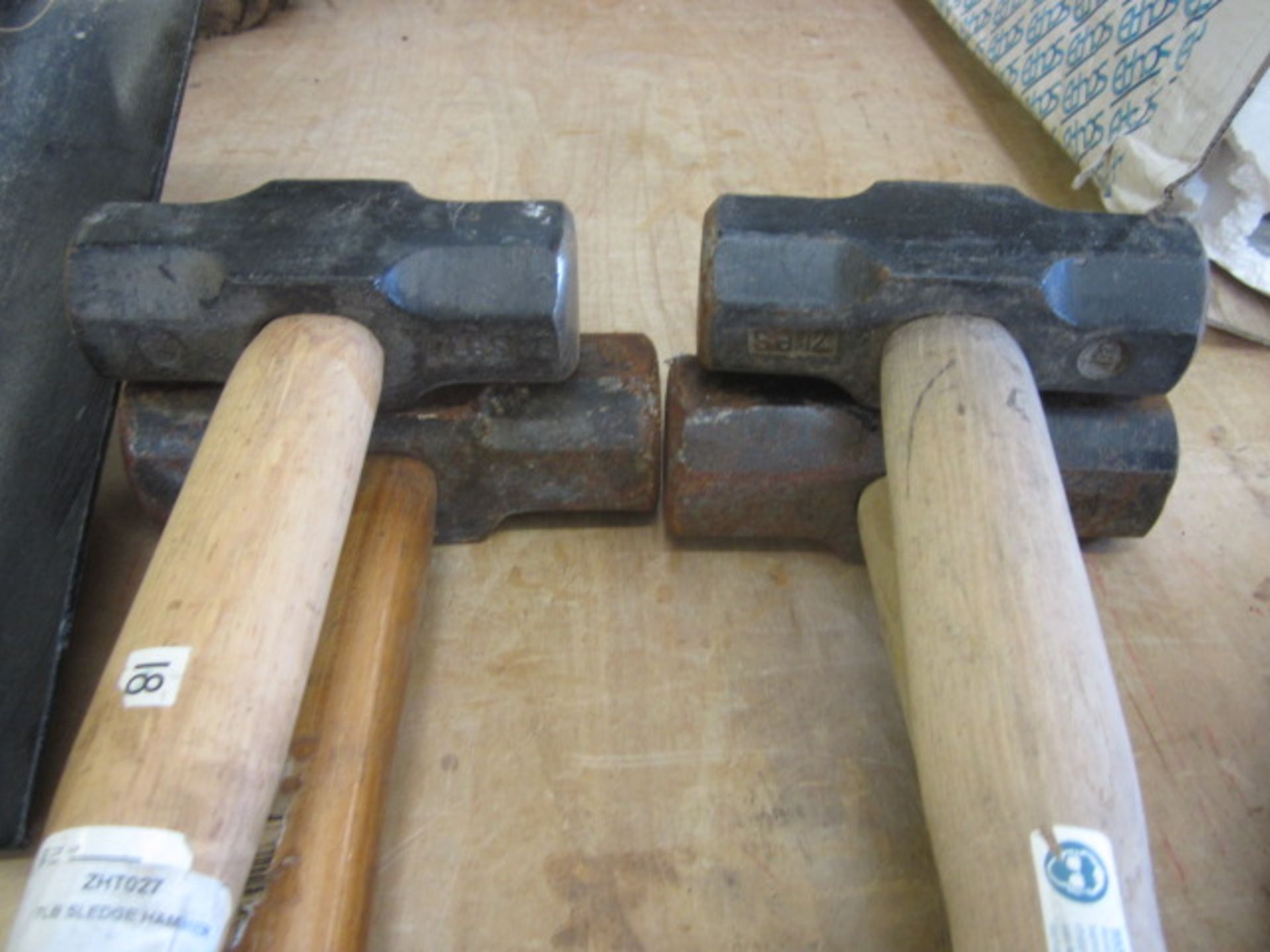 Quantity of assorted pick axe heads and handles, 4 x sledge hammers, posthole shovels, forks etc. - Image 4 of 4