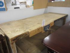 Timber workbench with 2 x carpenters vices approx. size 2440mm x 940mm x 920mm / 1 x timber