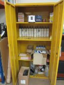 Flammable cabinet with contents including paint strainers, Sem paroc 60 adhesives, anti slip