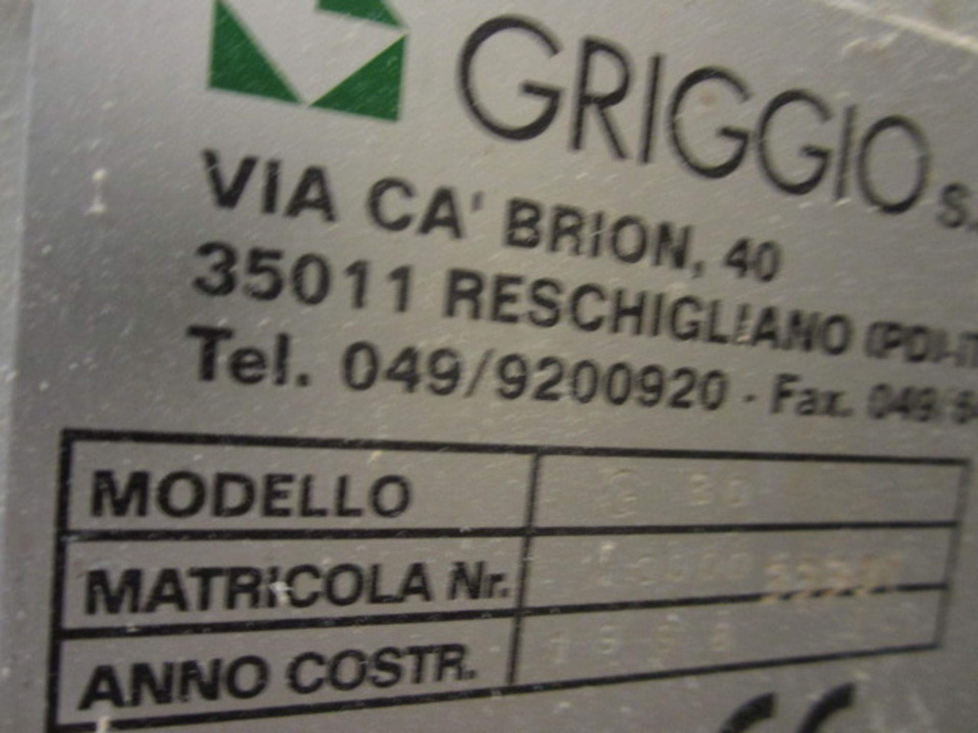 Griggio G80 high speed vertical router, serial no: 33307 (1998), 800mm throat size, foot control - Image 6 of 6