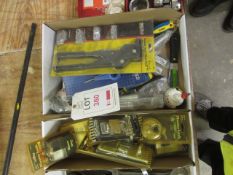 assorted padlocks, head riveter gun, putty knives, allen keys, screwdrivers etc.