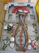 Oxyacetylene cutting/braising set with regulators, nozzles, hosing etc.