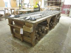 Timber workbench, approx. size 1360mm x 1220mm x 830mm