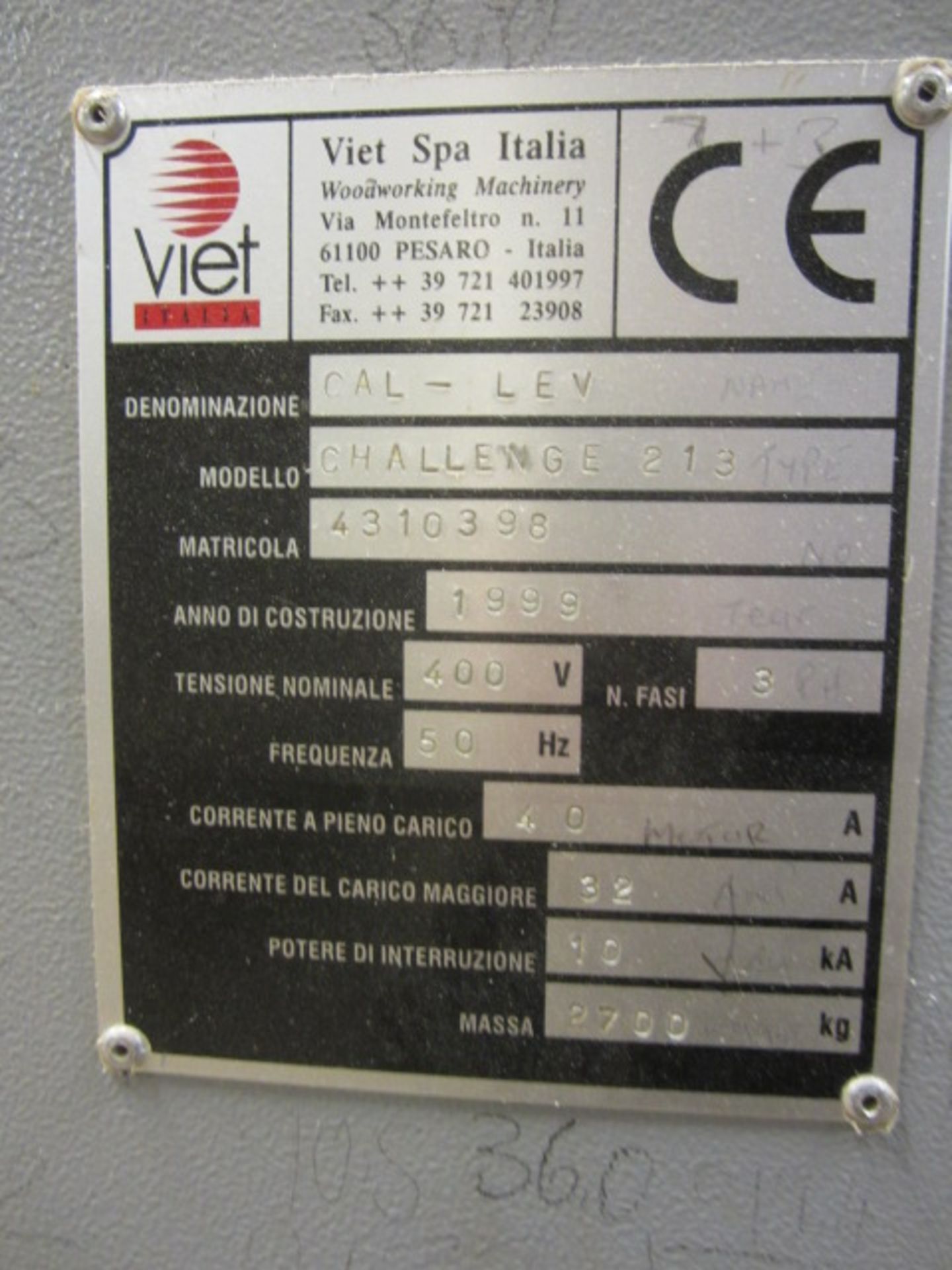 Viet Challenge 213 twin belt drum sander, serial no: 41310398 (1999), 1350mm width, Viet Synoptic - Image 3 of 7