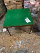 Green Baise Card Table with Folding Legs 800 x 800 x 600mmPlease note: This lot, for VAT purposes,