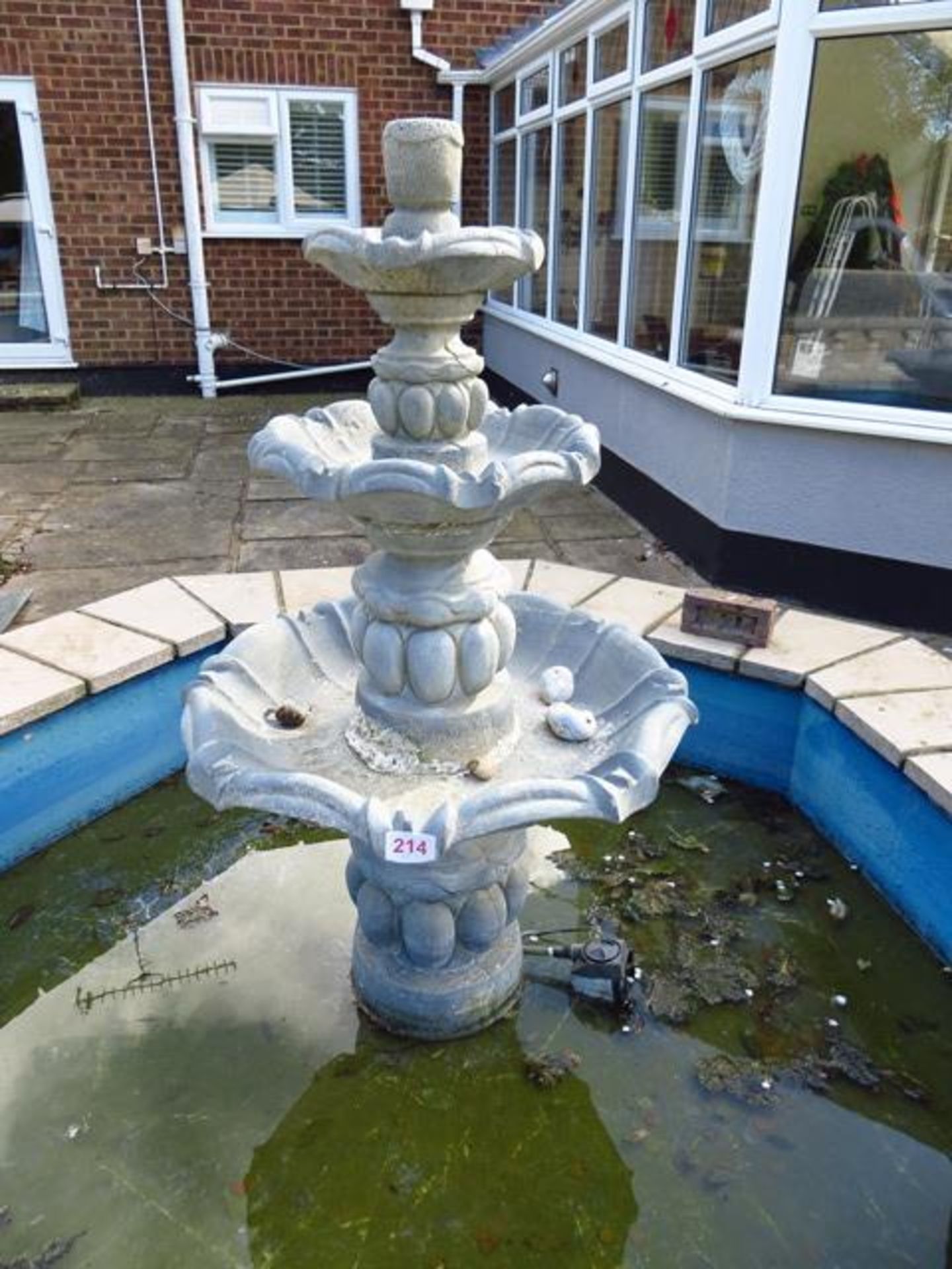 Ornamental 3 Tier Fountain and PumpPlease note: This lot, for VAT purposes, is sold under the Margin - Image 2 of 2