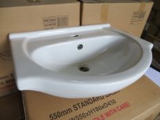 Two Ceramic Vanity Unit Basins White size w550mm H180mm D430mmPlease note: This lot, for VAT