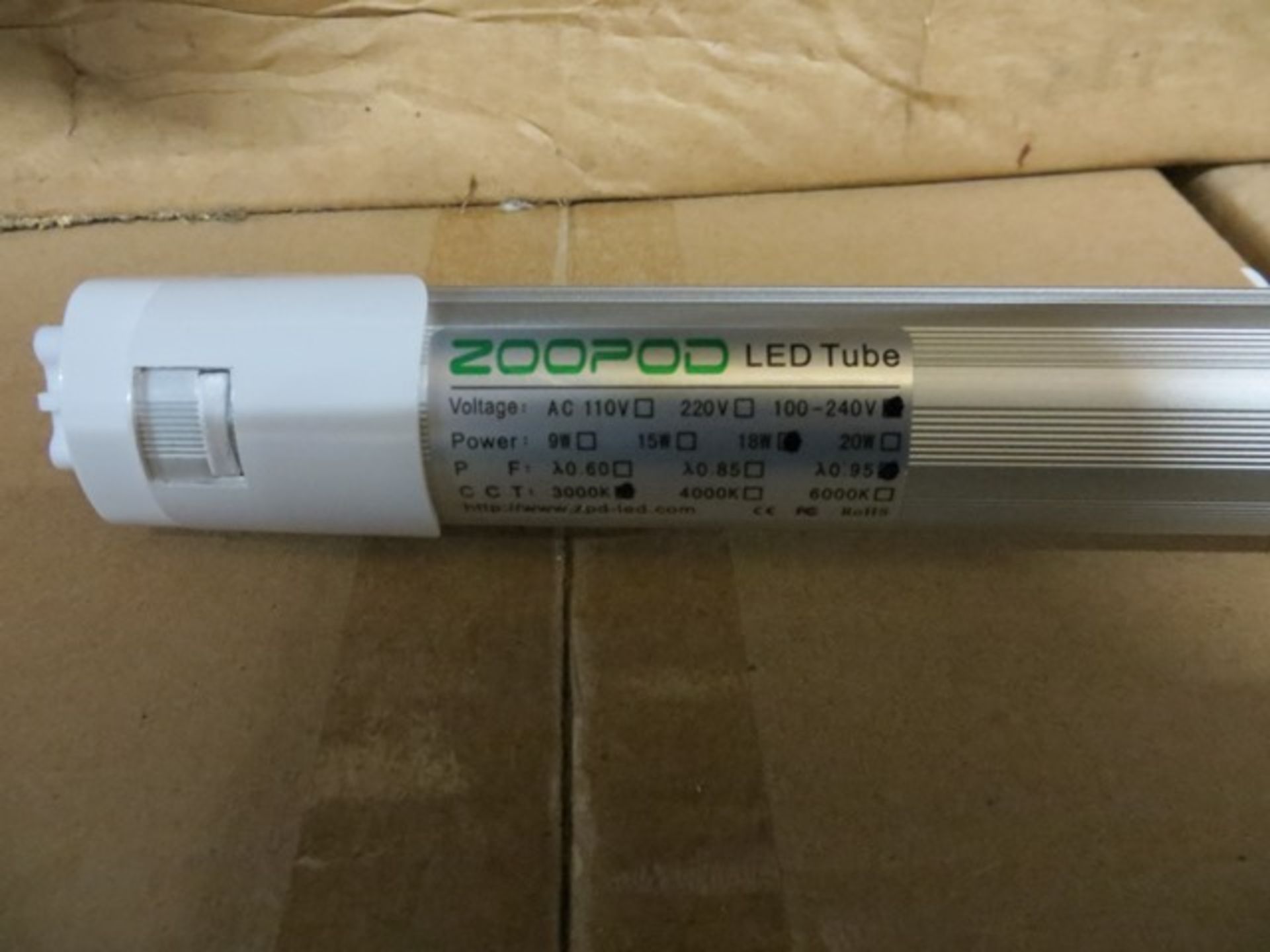 Two Boxes of Zoopod T8 LA00177 Energy Saving 4' LED Strip Light Tubes 18W 3000K Box of 25Please