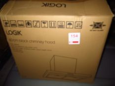 Logik 60cm Black Extraction Chimney Hood 3 Fan Speed Adjustable Height (Boxed)Please note: This lot,