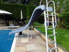 Twisting Pool Slide c/w Intergraded Water Jets & Pump 7' Height x 12' LengthPlease note: This lot,